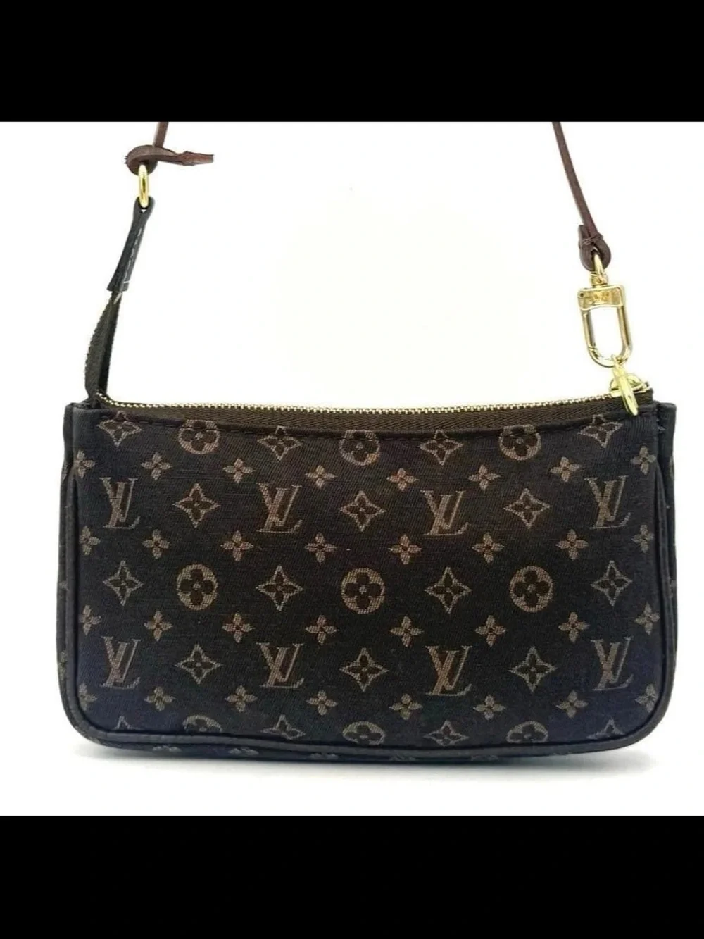 Louis Vuitton Monogram Canvas Mini Pochette in Brown with Gold Hardware